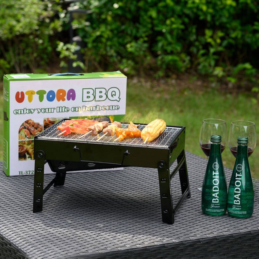 Merkloos Sans marque Decopatent Portable Houtskool BBQ Barbecue Inklapbaar Barbecue Houtskool Tafel Grill Camping Strand Festival Park