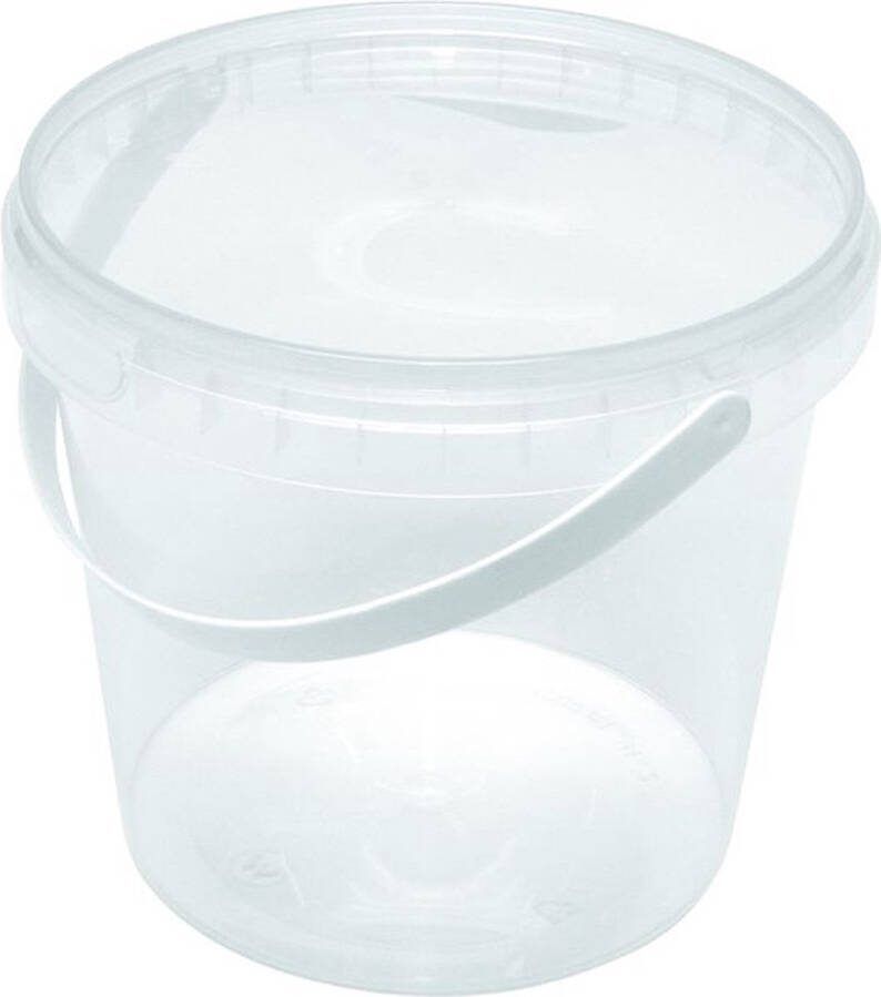 Pot emmer PP 1180ml Ø131mm hengsel garantiesluiting transparant set van 12 met deksel