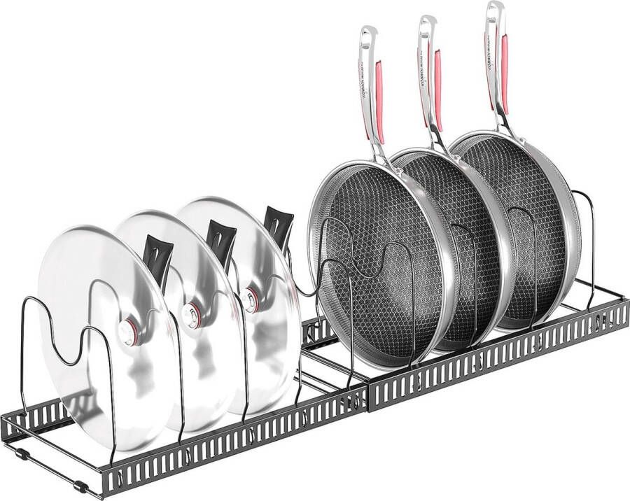 Potdekselhouder potdekselopberger met 10 verstelbare vakken dekselhouderlade voor potdeksels pannenhouder voor lade pannenorganizer dekselhouder voor keuken