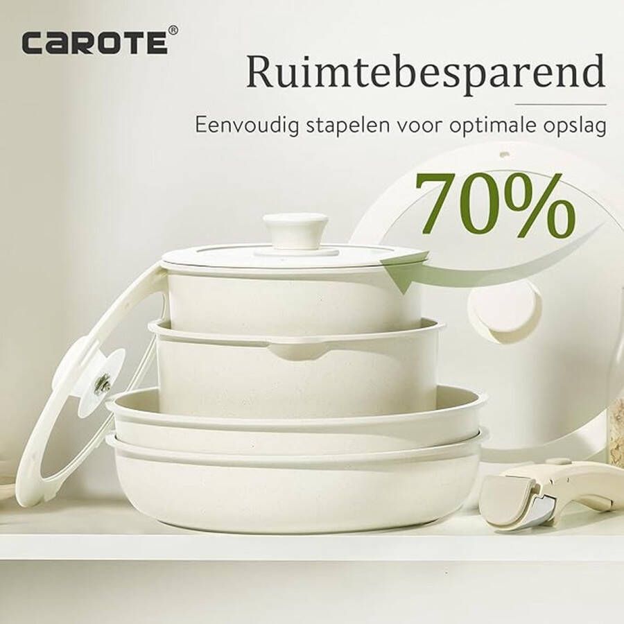 Potten en pannen Set met afneembaar handvat niet-stick inductie kookplaat pannen set met afneembaar handvat stapelbare steelpan en koekenpan set vaatwasser oven veilig 10 stuks