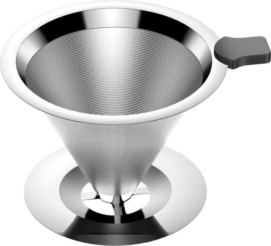 Pour Over Coffee Dripper roestvrijstalen koffiefilter papierloos koffiezetapparaat herbruikbare koffiefilters beker met dubbellaags gaas 800 mesh 1-2 kopjes