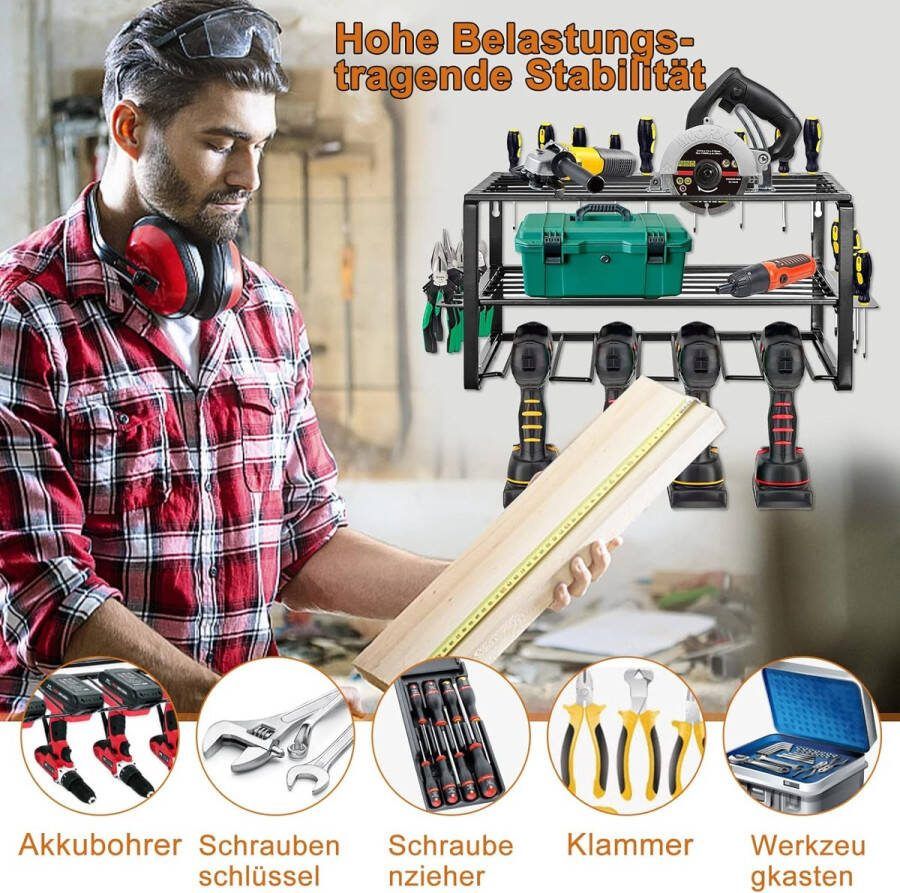 Power Tool Organizer elektrisch gereedschap organizer boorhouder wandhouder hoogwaardig metalen gereedschapsrek boorhouder wandhouder 40 x 20 x 20 cm