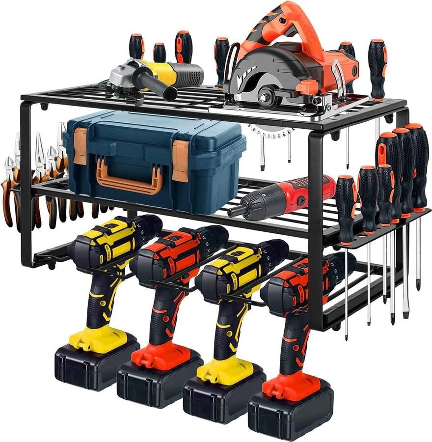Power Tool Organizer elektrisch gereedschap organizer boorhouder wandhouder hoogwaardig metalen gereedschapsrek boorhouder wandhouder 40 x 20 x 20 cm