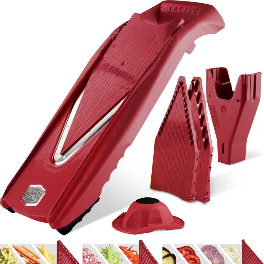 PowerLine Starter mandoline slicer Groente snijden schijfjes blokjes vijfdelige set rood