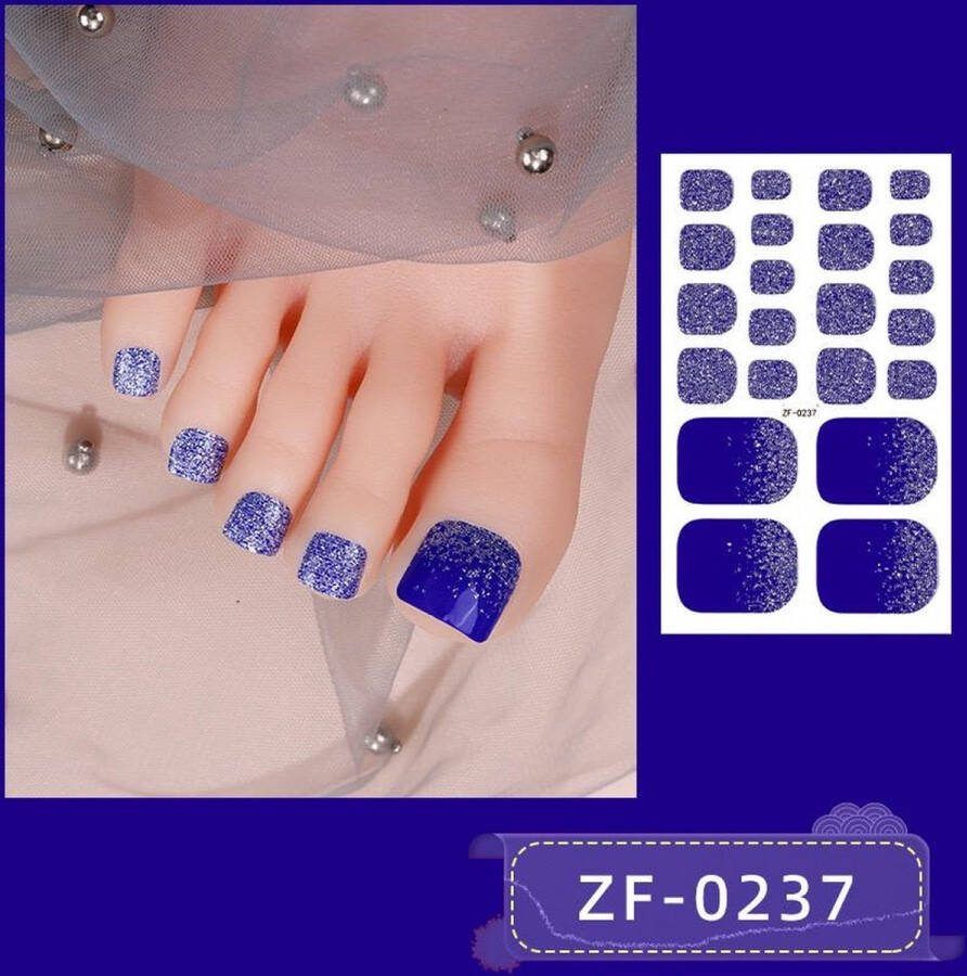 Prachtige nieuwe design NagelStickers 1 vel 14 tips Manicure Nagel stickers Nail stickers Blauwe Metallic