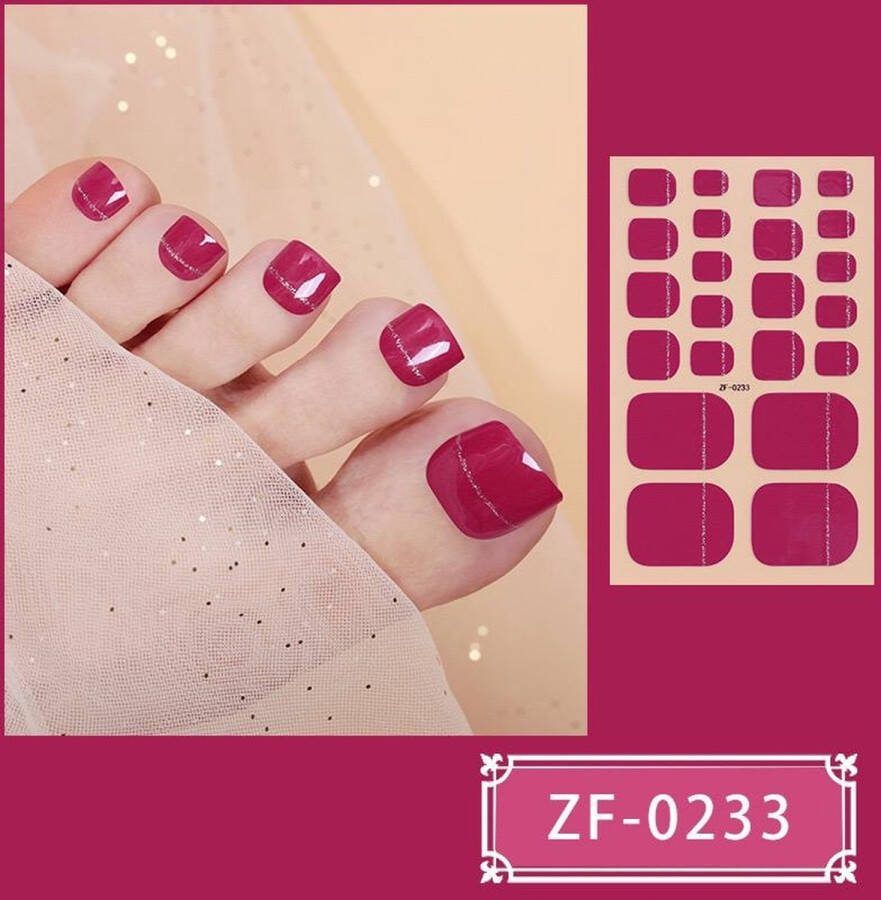 Prachtige Teen NagelStickers 1 vel 22 tips Manicure feet Nagel stickers Nageldecoratie Nagellak Plaknagels Nail stickers Rode