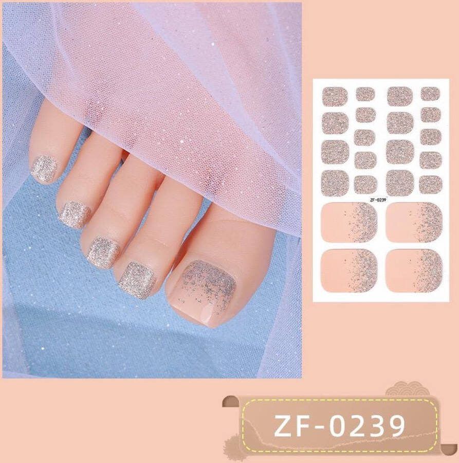 Prachtige Teen NagelStickers 1 vel 22 tips Manicure Feet Nail stickers Nageldecoratie Nagellak Plaknagels Nail stickers Multi Roze metallic