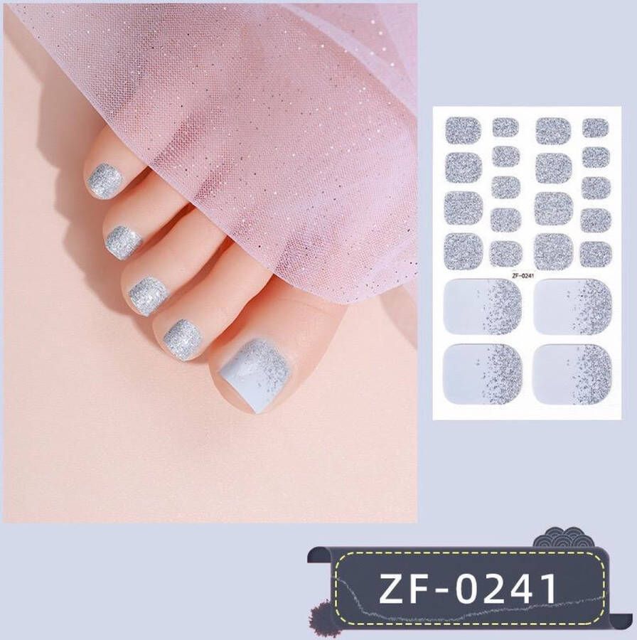 Prachtige Teen NagelStickers 1 vel 22 tips Manicure Feet Nail stickers Nageldecoratie Nagellak Plaknagels Nail stickers Zilver