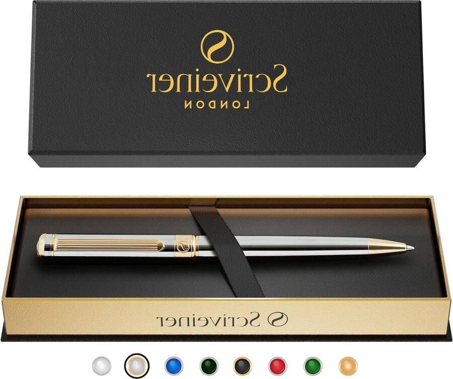Prachtige Zilver Chroom Balpen Luxe Gouden Afwerking Schmidt Zwarte Vulling Beste Balpen Cadeauset Mannen en Vrouwen Professionele Uitvoering Kantoor
