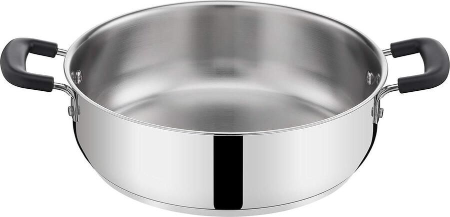 Praktische braadpan met dubbele siliconen handgrepen staal 18 10 inductie gas oven 26 cm tot 210°