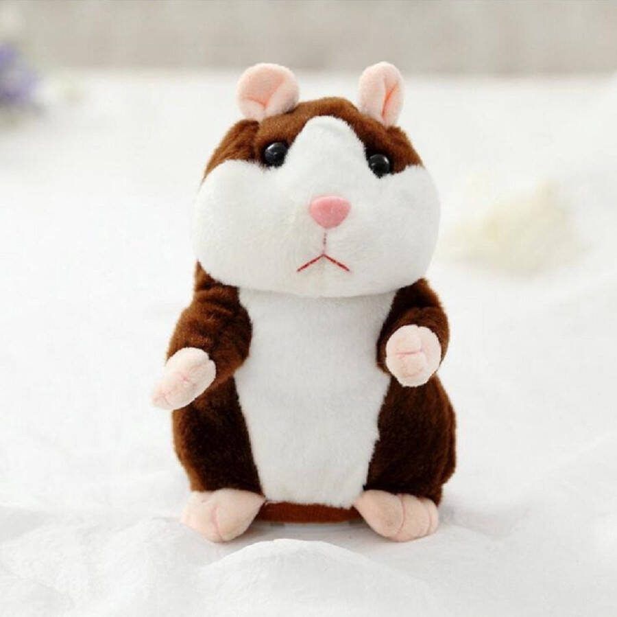 Pratende Hamster- Interactieve knuffel Hamster Parlante Talking Hamster Animal Toy Knuffel Pluche Record Interactive Hamster Talking Toys for Kids Gevuld Zacht donker bruin
