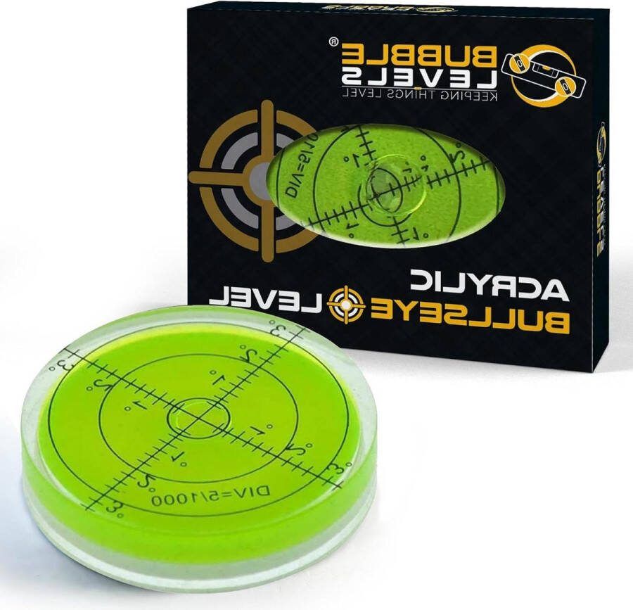 Precisie bullseye waterpas 60mm diameter Rond oppervlakteniveau met graden Bulls ooghoogte voor caravans Gepresenteerd in geschenkdoos