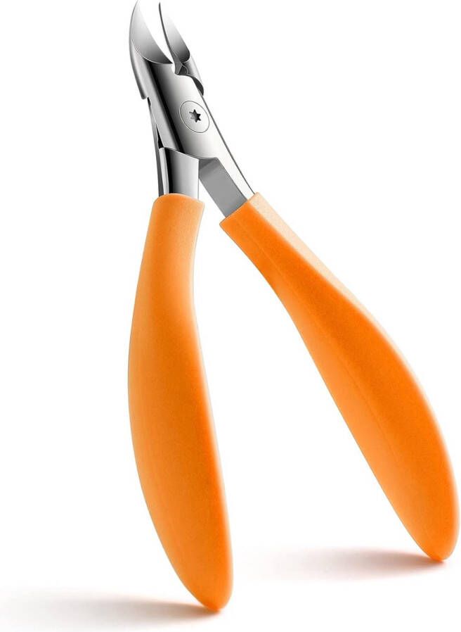 Precisie teennagelknipper voor dikke of ingegroeide teennagels dikke vingernagel teennagelsnijder kleurrijke nagelknipper Heavy Duty roestvrij staal fluwelen zachte handgreep (oranje)