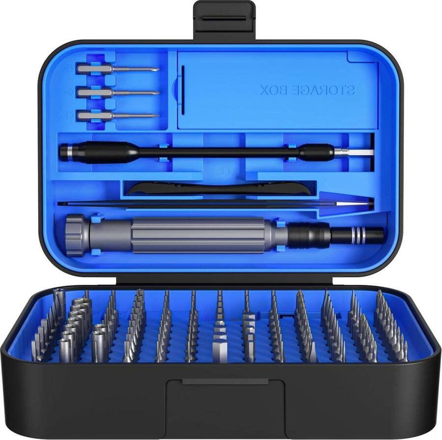 Precisieschroevendraaierset 150-in-1 met magnetische bits Torx Hex draagbaar voor telefoon laptop pc horloge bril blauw
