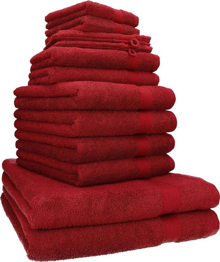 Premium 12-delige badstof handdoekjes set 2 x lighanddoeken 4 x handdoekjes 2 x gastendoekjes 2 x washandjes robijnrood