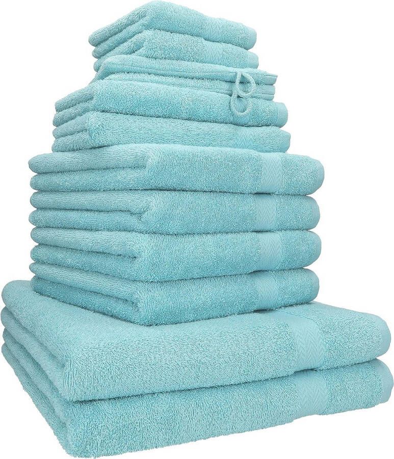 PREMIUM 12-delige badstof handdoekjes set 2x lighanddoeken 4x handdoekjes 2x gastendoekjes 2x zeepdoekjes 2x washandjes oceaan