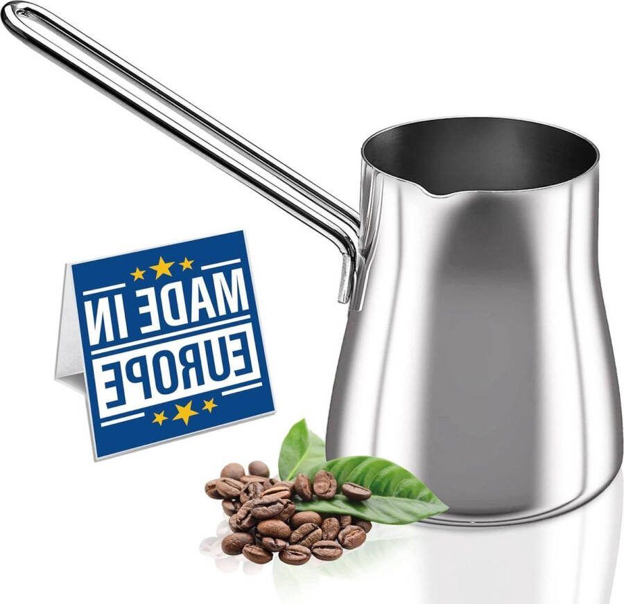 Premium 18-10 roestvrijstalen Turkse koffiepot 445 ml kookplaat theezetter melkwarmer Griekse Arabische Cezve Briki chocoladeverwarmer boter Koffiepot