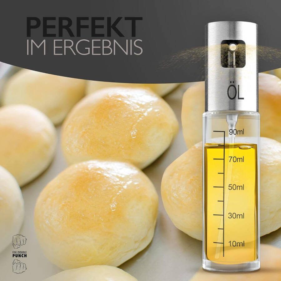 Premium 2 x olie-spuitfles voor spijsolie [100 ml] – oliespuitfles transparant – roestvrij stalen oliedispenser voor BBQ koken bakken – trechter en reinigingsborstel