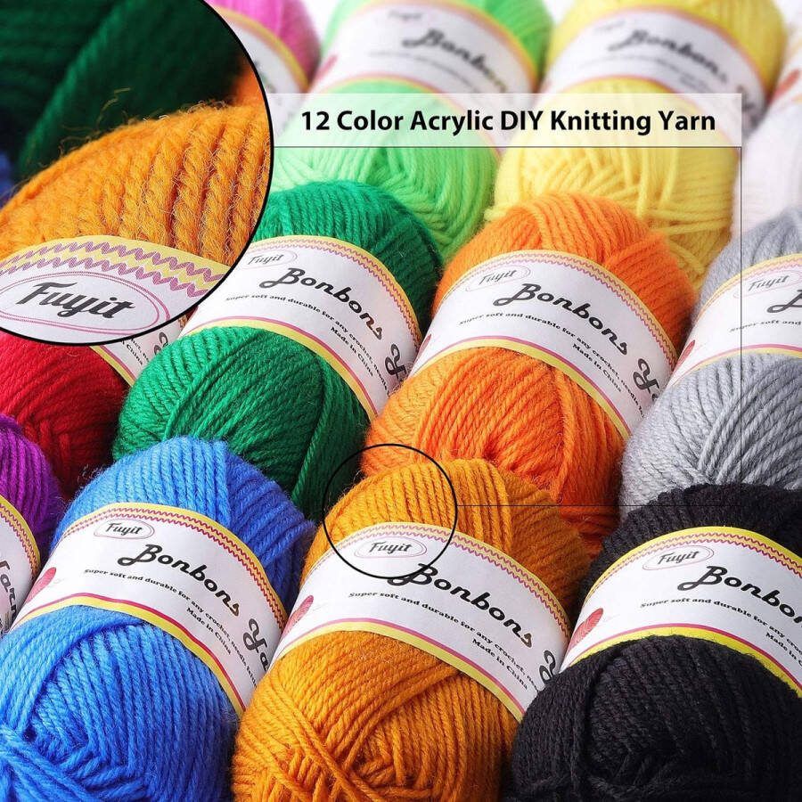 Premium acrylgaren 12 kleuren handbreigaren haakgaren acryl voor breien haken 50g per kleur