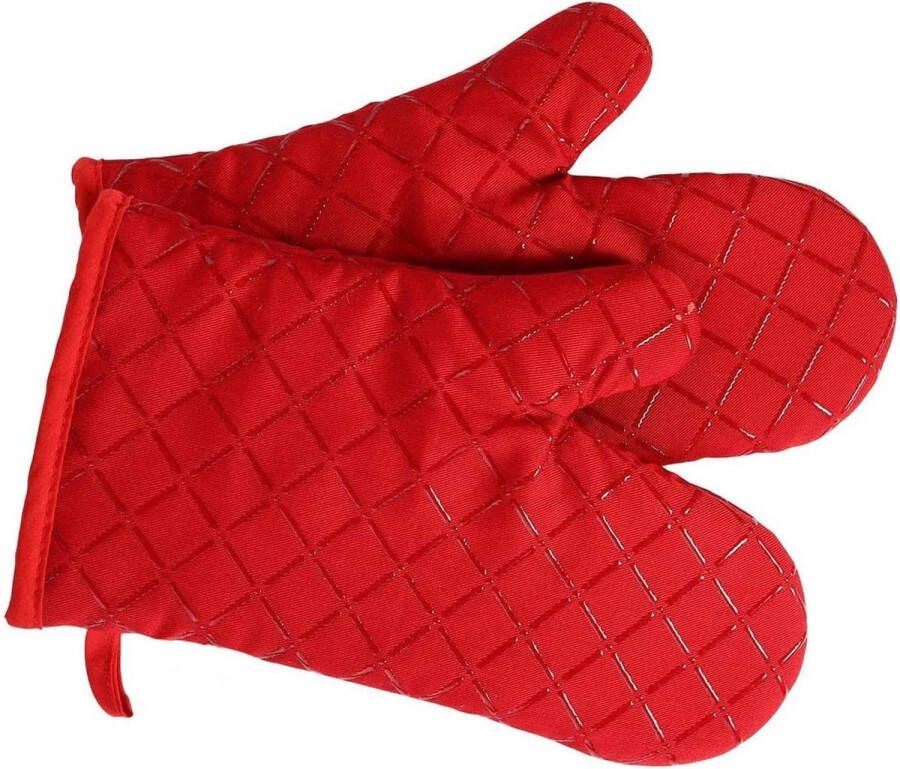 Premium antislip-ovenhandschoenen (set van 2) geschikt tot 240°C siliconen extreem hittebestendige grillhandschoenen bbq-handschoenen ovenhandschoenen om te koken bakken of barbecueën rood