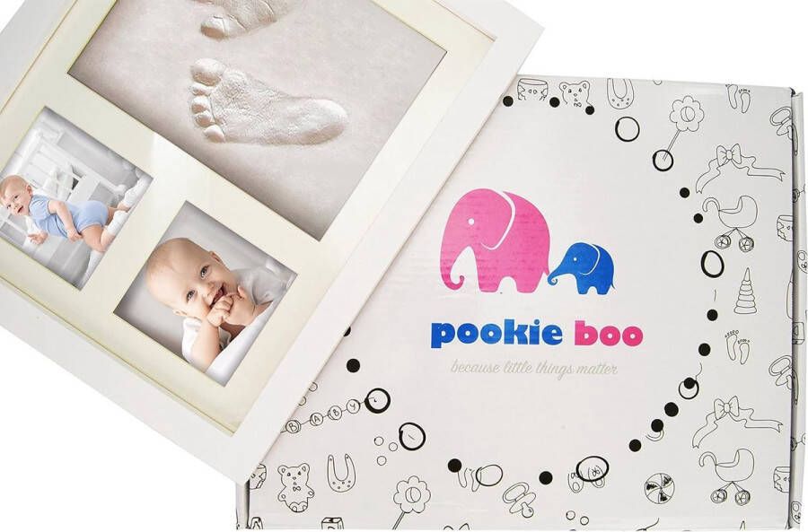 Premium babyhand- en voetafdrukset om zelf te maken met echt houten fotolijst acrylglas en plaathouder voor 2 babyfoto's perfect cadeau-idee voor peuters moeders en vaders