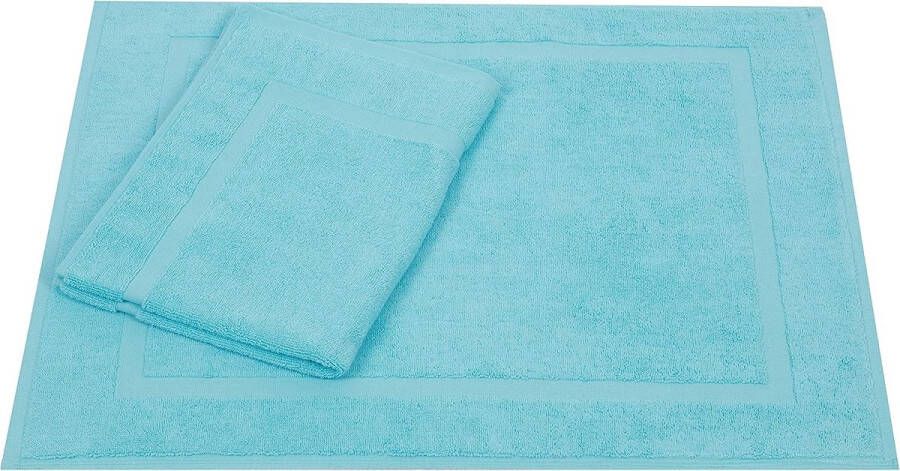 Premium badmatten 2 stuks afmeting 50 x 70 cm 100% katoen (turquoise)