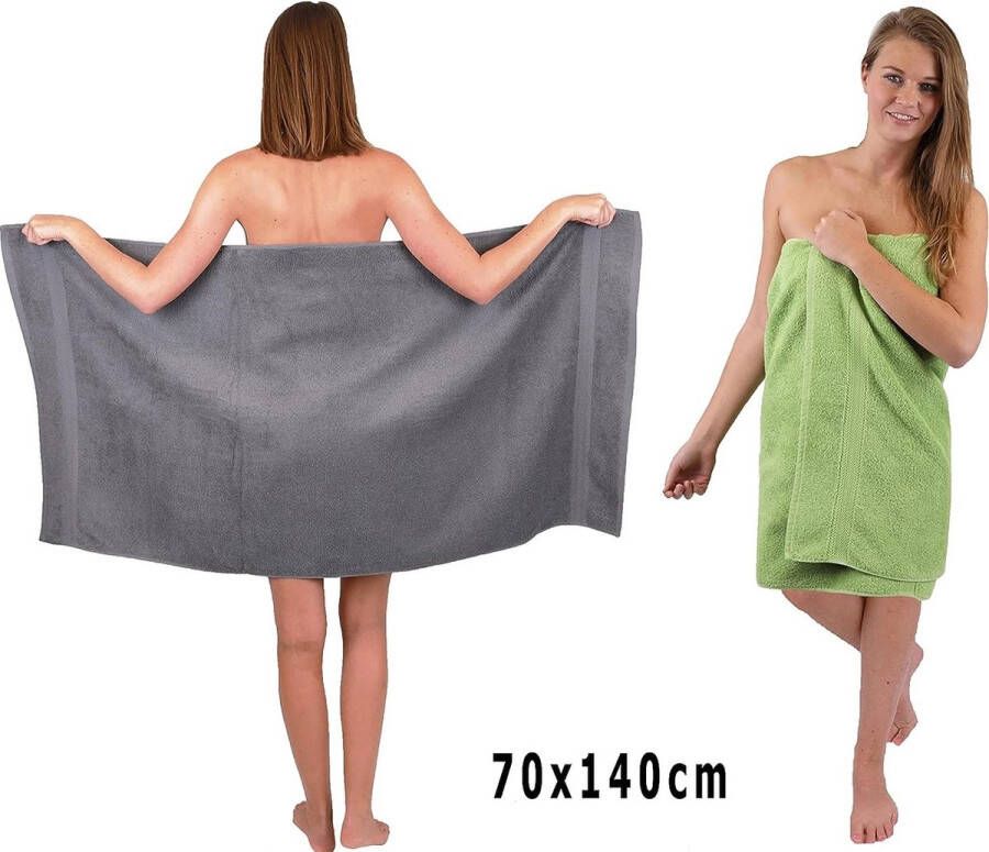 Premium badstof handdoekenset 10-delig 2x douchehanddoeken 4x handdoeken 2x gastendoekjes 2x washandjes kleur oudroze & antraciet