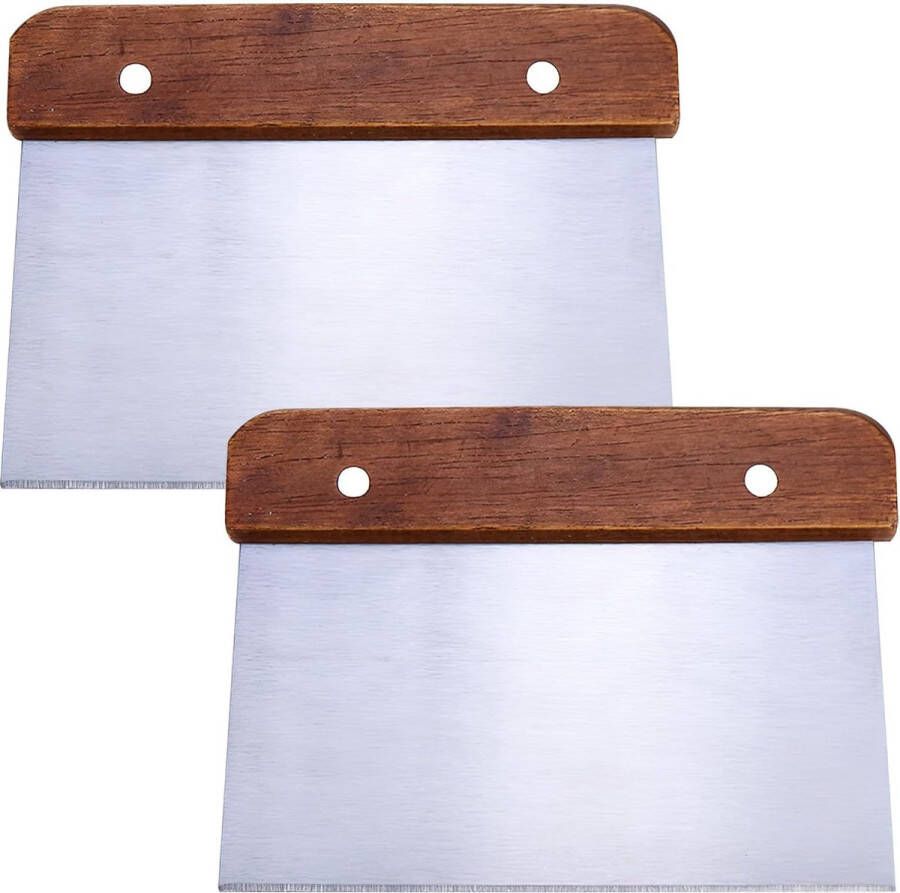 Premium deegkaart deegschraper van roestvrij staal 15 cm groot met houten handvat bakken accessoires zuurdesem