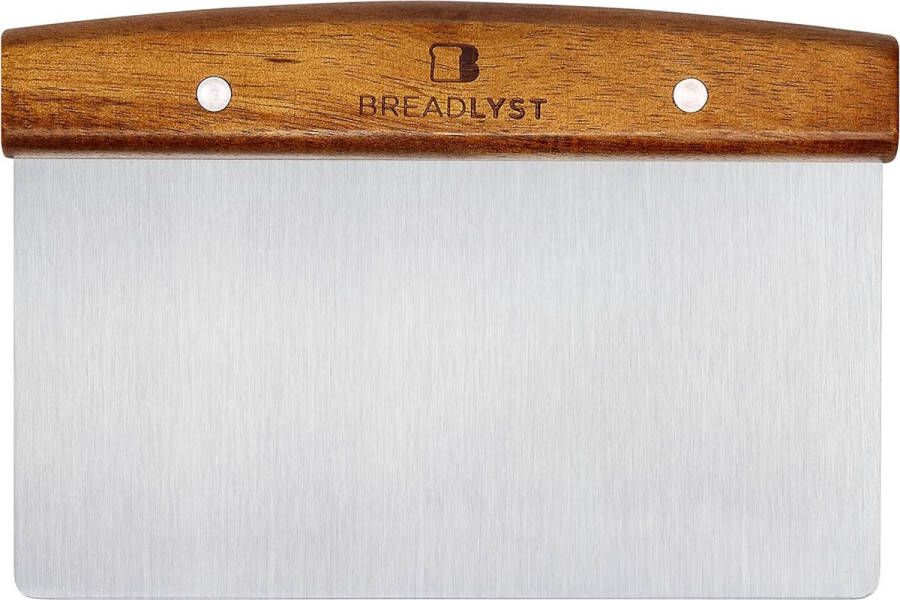 Premium deegkaart deegschraper van roestvrij staal 18 cm groot met houten handvat bakken accessoires zuurdeeg