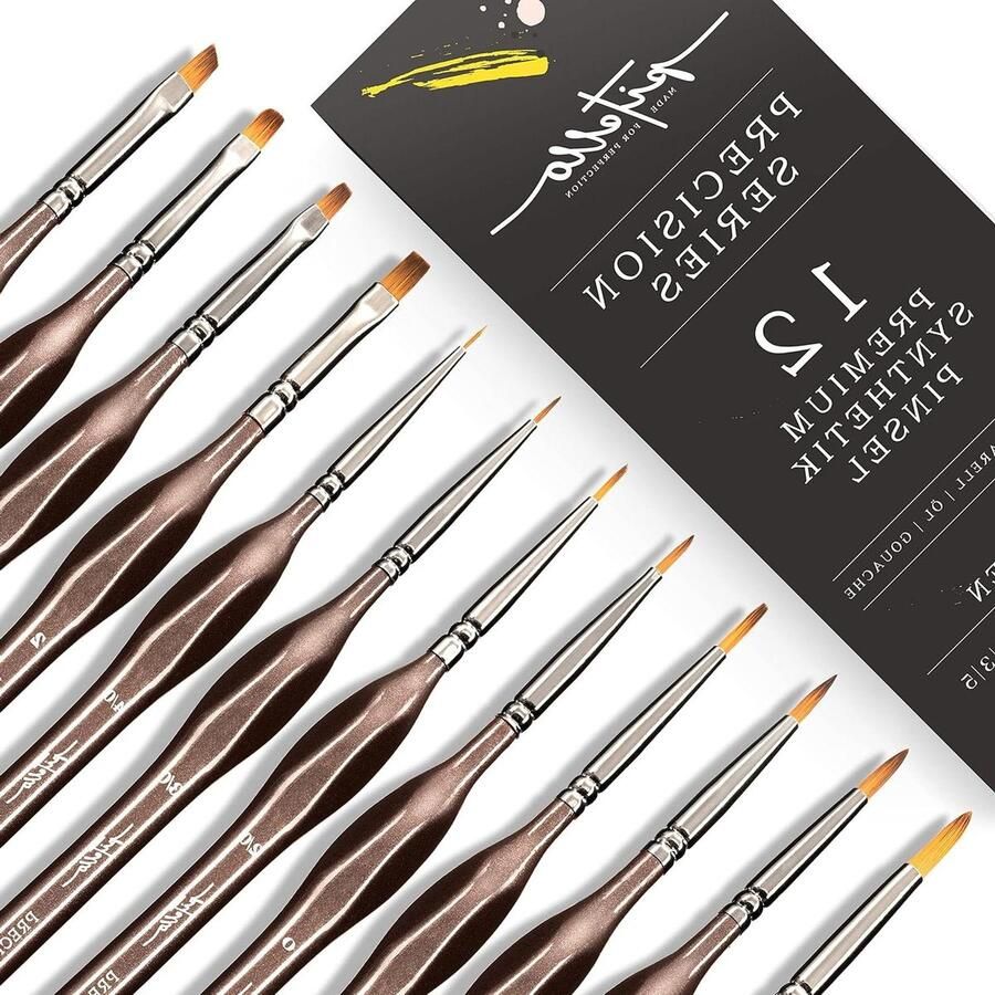 Premium detailkwasten voor acryl aquarel olieverf gouache set van 12 [hoogste precisie en duurzaam]