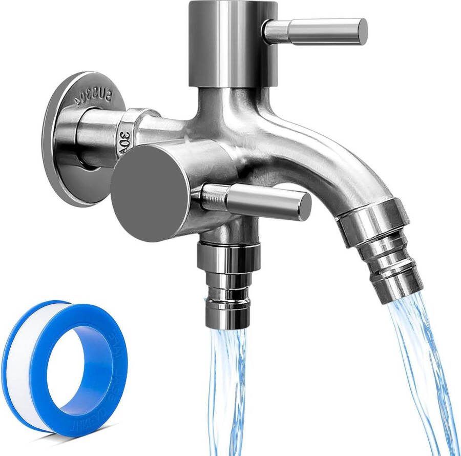 Premium dubbele waterkraan kogelkraan met dubbele aansluiting druppelvrij en afsluitbaar Buitenkraan