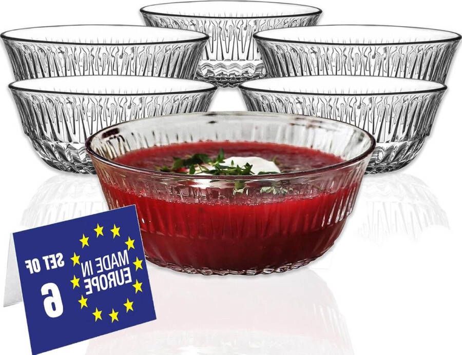 Premium glazen dessertkommen set 6 stuks 345 ml loodvrije kristallen glazen dessertbekers puddingschalen glas dipschaal serveerschalen Kommenset