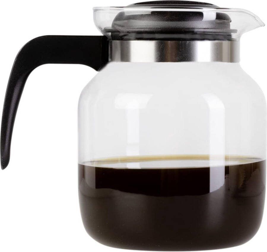 Premium glazen koffiepot theepot 125 l transparant zwart kunststof deksel versie 2021 Koffiepot