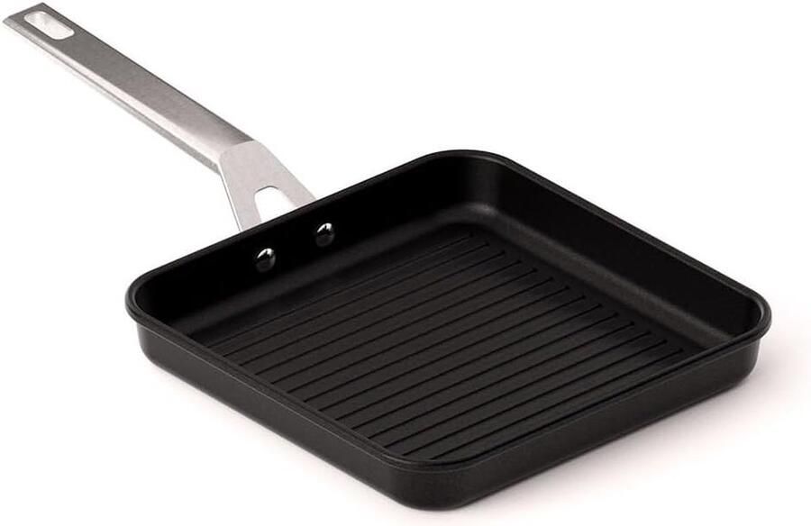 Premium Grillpan 23 x 23 cm Gegoten Aluminium Ecologische Anti-aanbaklaag Inductie Geschikt Zwart 23 cm
