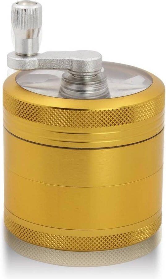 Premium handmolen onbreekbaar CNC aluminium metaal kruidenmolen slijper 4 delen Ø55mm Mat goud