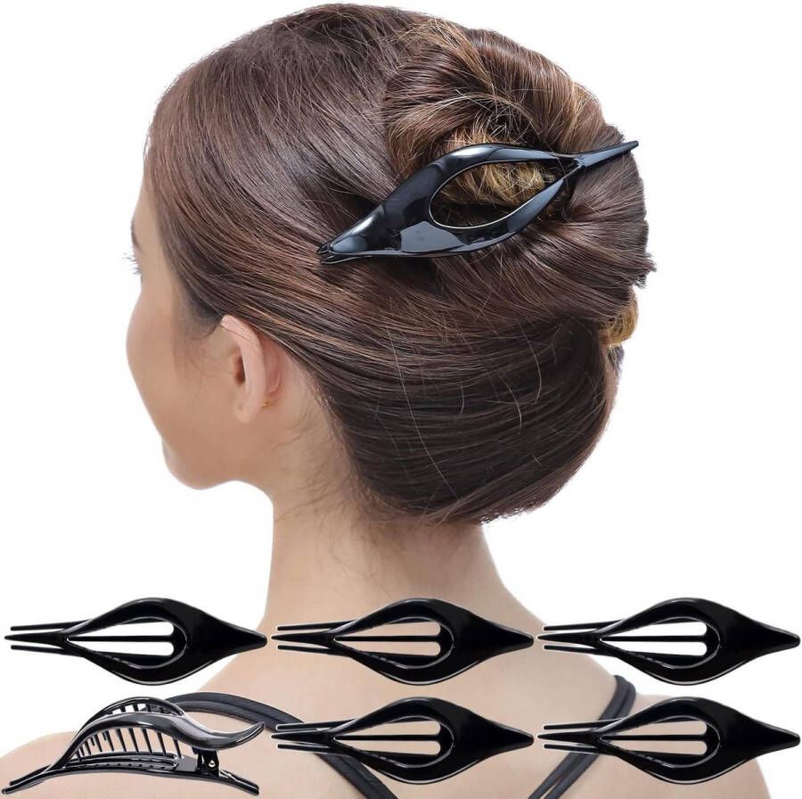 Premium Kwaliteit Plastic Holle Ovale Leave Oogje Elegante Haar Accessoire Anti Slip Haarklem Grote Zwart