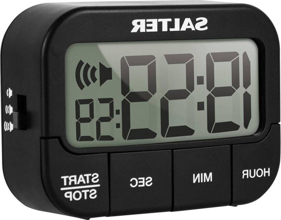 Premium Loud Beeper Electronic Timer Magnetic Count Up Down 19 Hours 59 Minutes and 59 Seconds 3 Volumes Memory Function Large Start Stop Black kookwekker digitaal