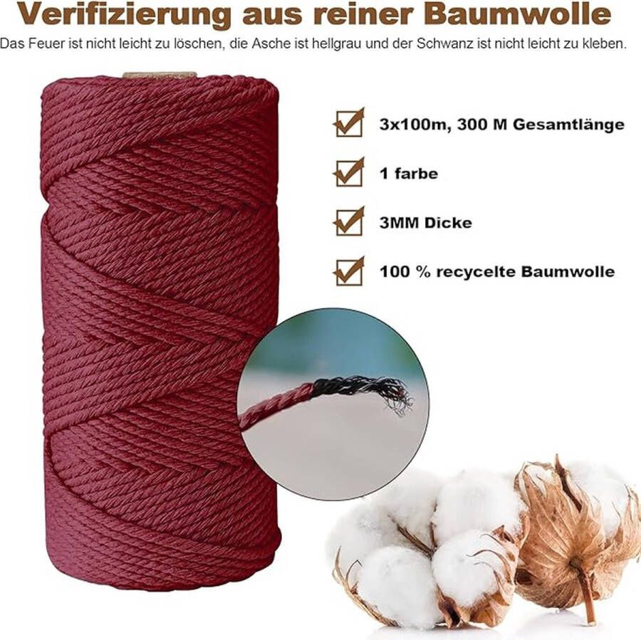 Premium macramégaren macramé koord garen voor doe-het-zelf handwerk 3 mm x 100 m 3