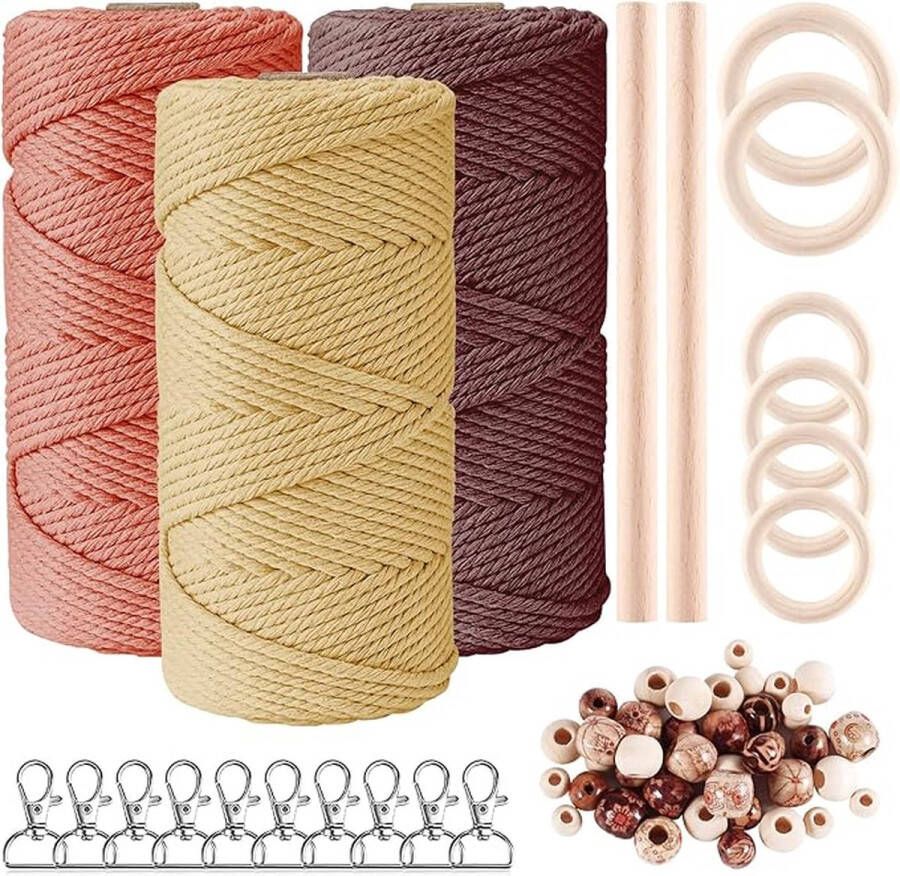 Premium macramégaren macramé koord garen voor doe-het-zelf handwerk 3 mm x 60 m 3