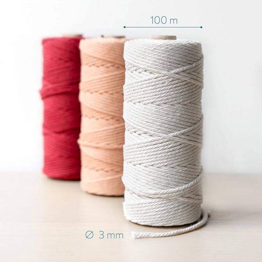 Premium macramégaren macramé koord garen voor doe-het-zelf handwerk 3mm x 100m 3