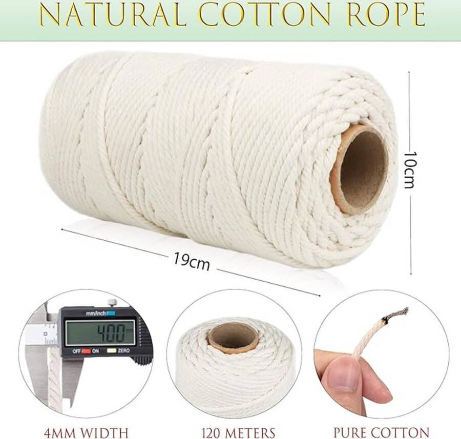 Premium macramégaren macramé koord garen voor doe-het-zelf handwerk 4 mm x 120 m
