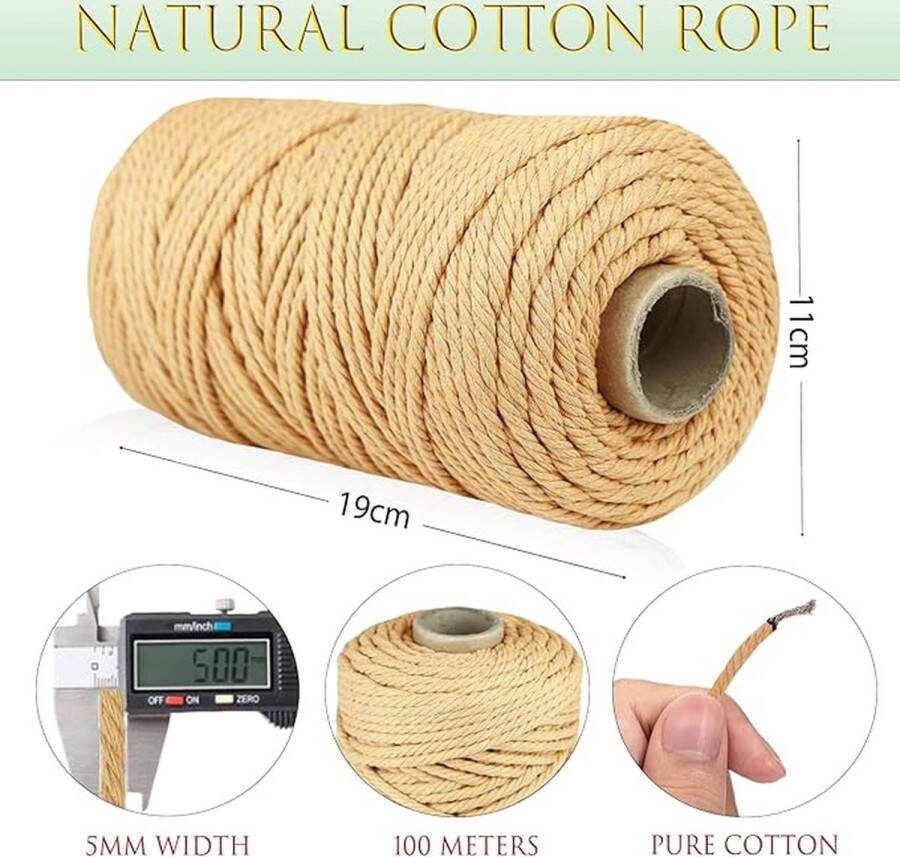Premium macramégaren macramé koord garen voor doe-het-zelf handwerk 5 mm x 100 m