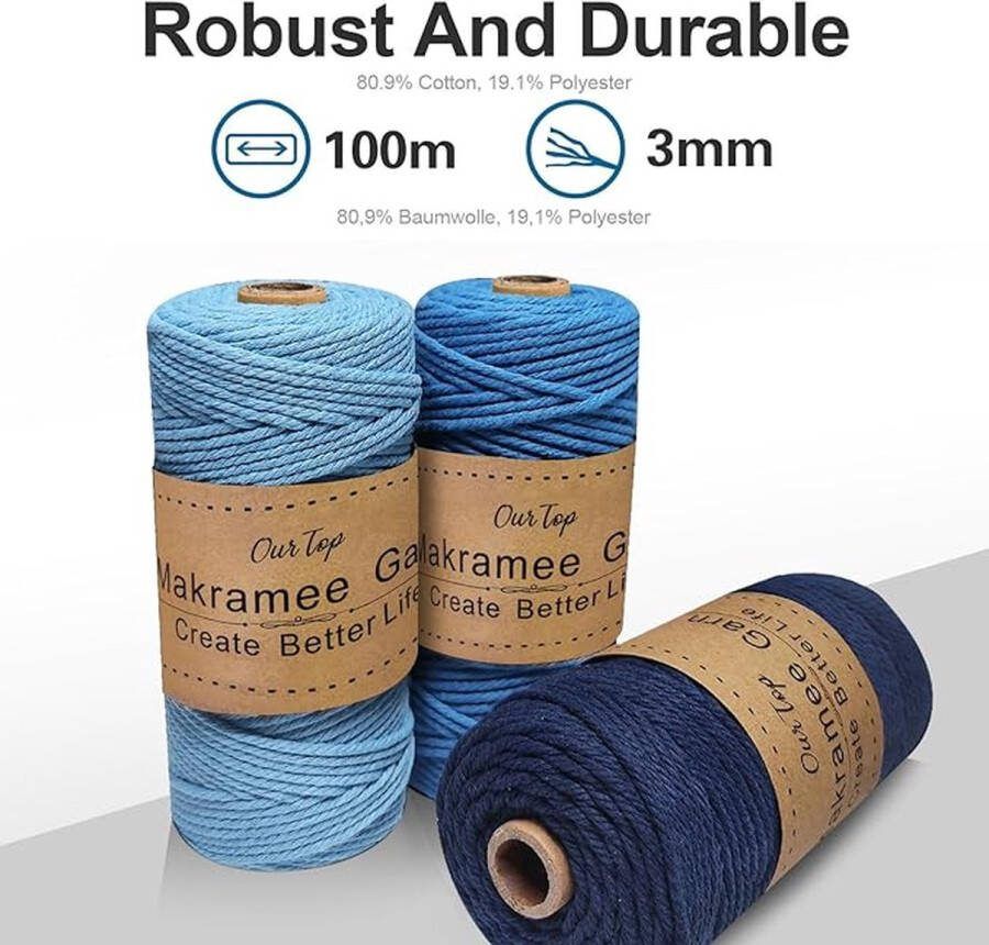 Premium macramégaren macramé koord garen voor doe-het-zelf handwerk Set of 3 mm x 100 m
