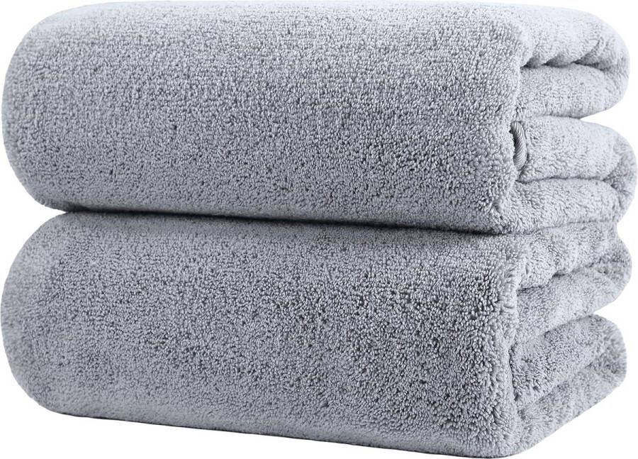 Premium microvezel badhanddoek pluisvrij en sneldrogend grijs 89 x 178 cm 2 stuks