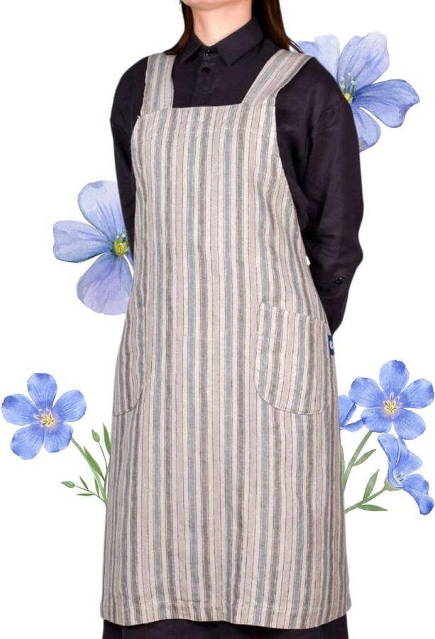 Premium Oeko Tex -gecertificeerd 100% linnen kookschort met zakken Heren en dames Wasbaar en zacht Koken of bakken Japanse stijl boho