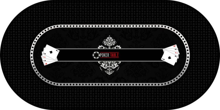 Premium Pokermat (75x150cm) BLACK Kaartkleed- Kaart Tapijt Poker- Ideaal voor Gezellige Kaartspellen met Vrienden en Familie Gedrukt op Vilt met Antislip Latex Onderlaag Duurzaam en Hoogwaardig!