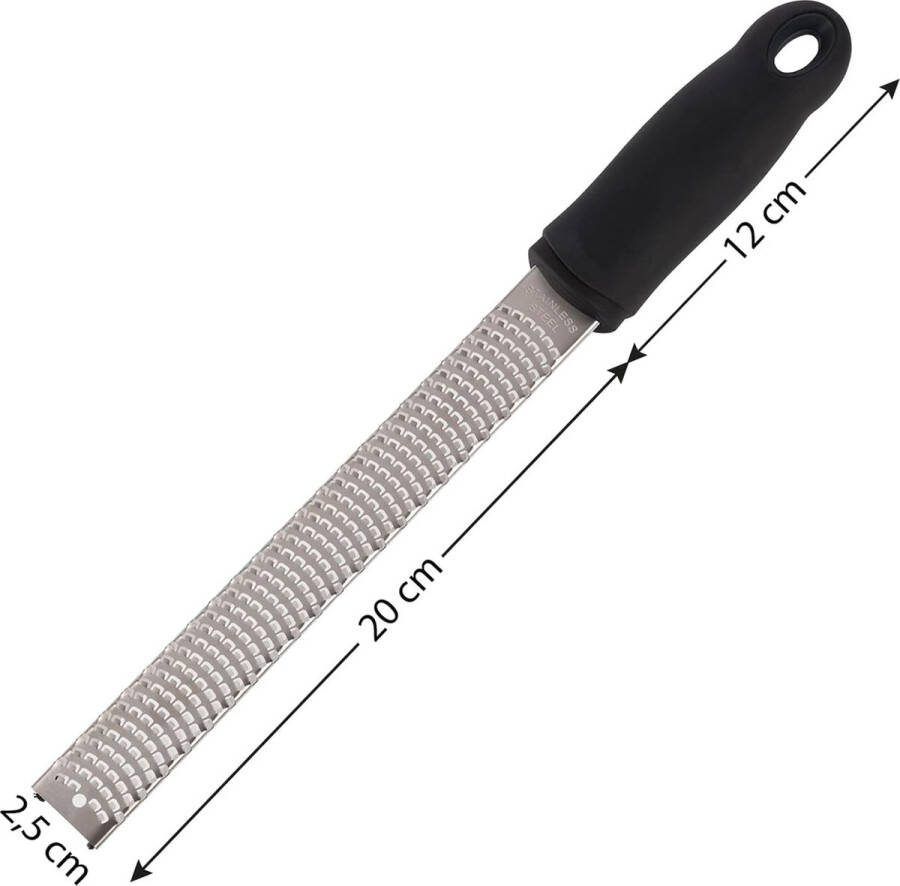 Premium rasp totale lengte 32 cm smalle keukenrasp parmezaanse rasp gemberrasp en nog veel meer roestvrijstalen lemmet incl. lemmetbescherming en reinigingsborstel vaatwasmachinebestendig