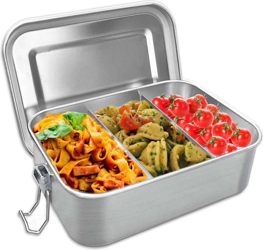 Premium Roestvrijstalen Lunchbox 850 ml Lunchbox Lekvrij met Verdeling en Afdichtring Duurzaam en Milieuvriendelijk BPA-vrij Lunchbox voor Volwassenen
