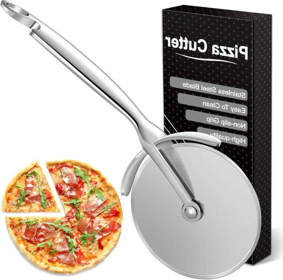 Premium roestvrijstalen pizzasnijder met kurkentrekker vaatwasmachinebestendig voor pizza cake wafels en deegkoekjes pizzasnijder