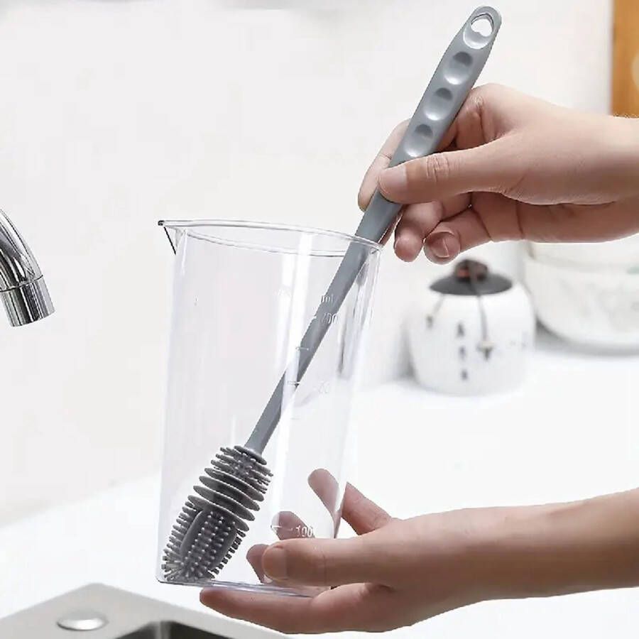 Premium rubberen flessenborstel herbruikbare afwasborstel glazenwasser glas schoonmaken